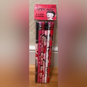 Betty Boop 6 Pack No. 2 Lead Pencils W/Real wood|2012,Fleischer Studios Licensed